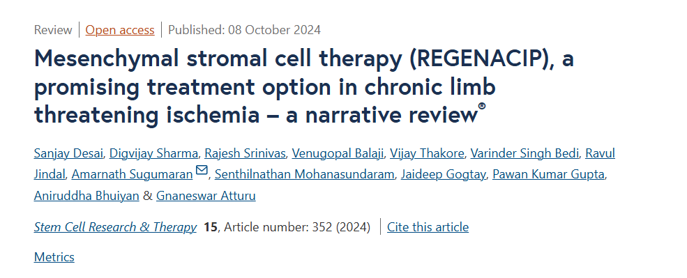 印度已上市干細胞藥物REGENACIP?療效顯著